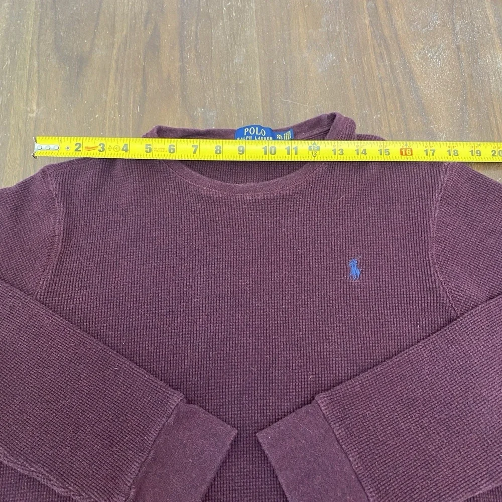Polo Ralph Lauren Sweater Mens 2XL Burgundy Waffle Knit Crewneck Pullover Pony